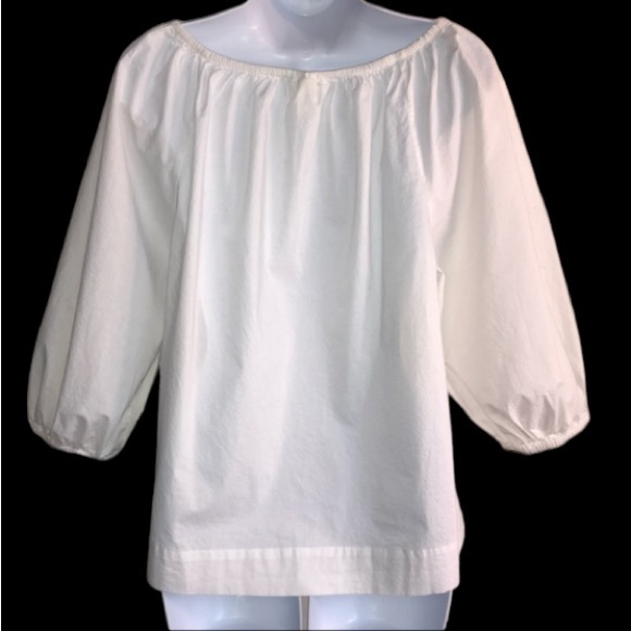🔴 4/$15 H&M off-white cotton peasant lightweight top blouse size S in EUC - Picture 2 of 14